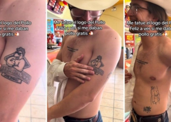 Hombre se tatúa logo del Pollo Feliz para tener alimentos gratis, pero el final de la historia es tristísimo
