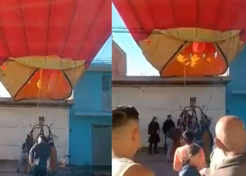 Globo aerostático cae en calles de Guanajuato y deja sin luz a vecinos