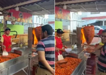 Taquero regala comida ante tragedia que dejó el huracán “Otis” en Guerrero