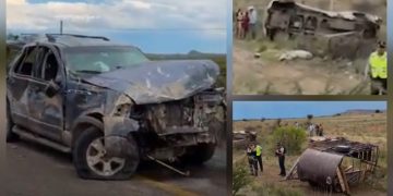 Aparatoso choque y volcadura rumbo a Guadalupe y Calvo deja cuatro lesionados